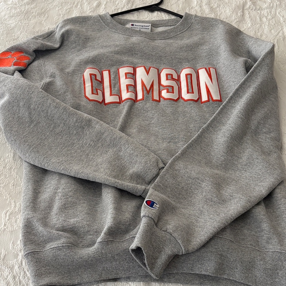 Champion Gray Clemson Crewneck Sweater